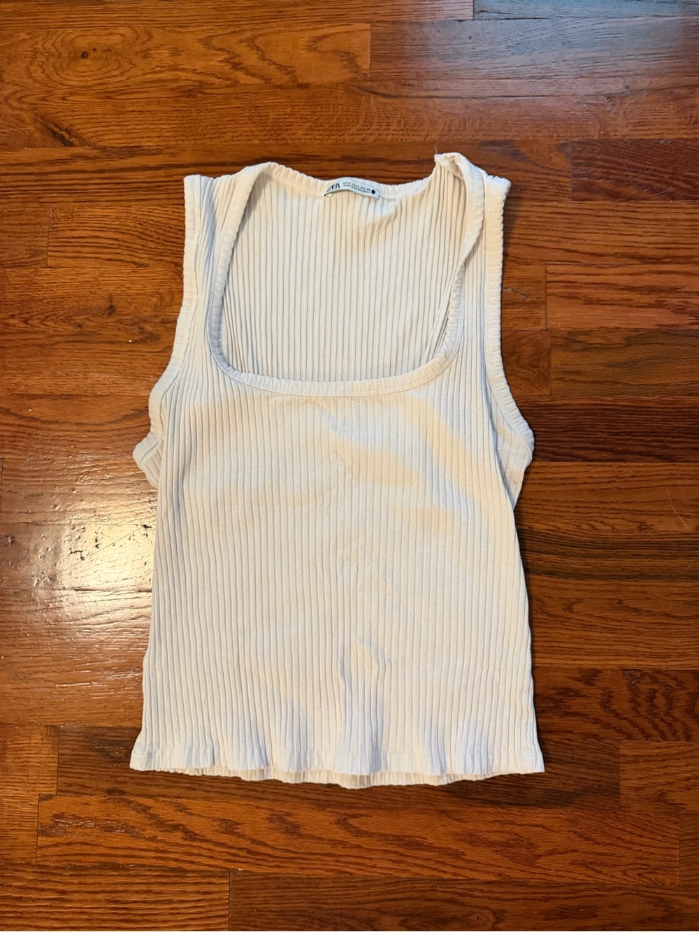 Zara Ribbed Scoop Tank Top - Cream/ off white